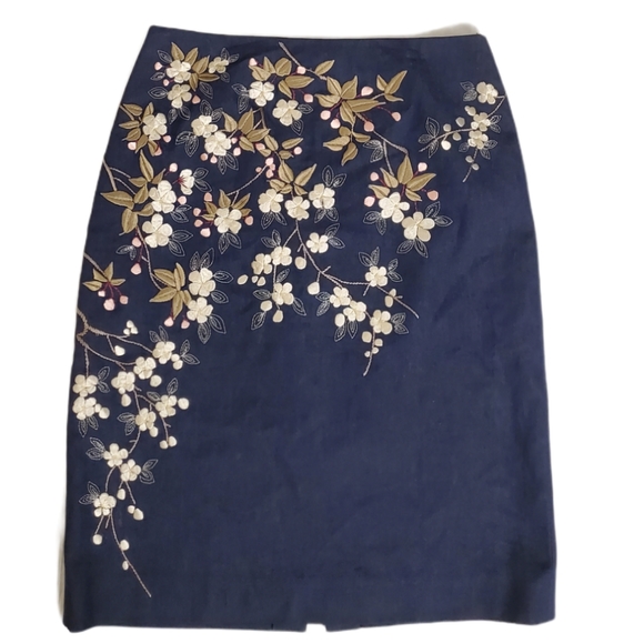 Lillie Rubin Dresses & Skirts - 🔥SALE🔥Lillie Rubin Navy Floral Print Embroidered Skirt 2